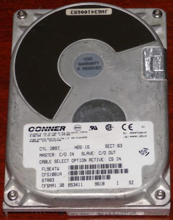 Conner CFS1081A IDE 1 GB HDD (Symbios Logic Hornet D) China 1996